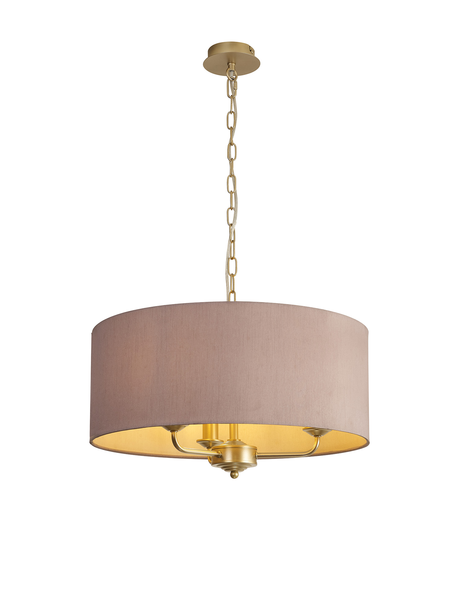 DK0974  Banyan 50cm 3 Light Pendant Champagne Gold, Taupe/Halo Gold